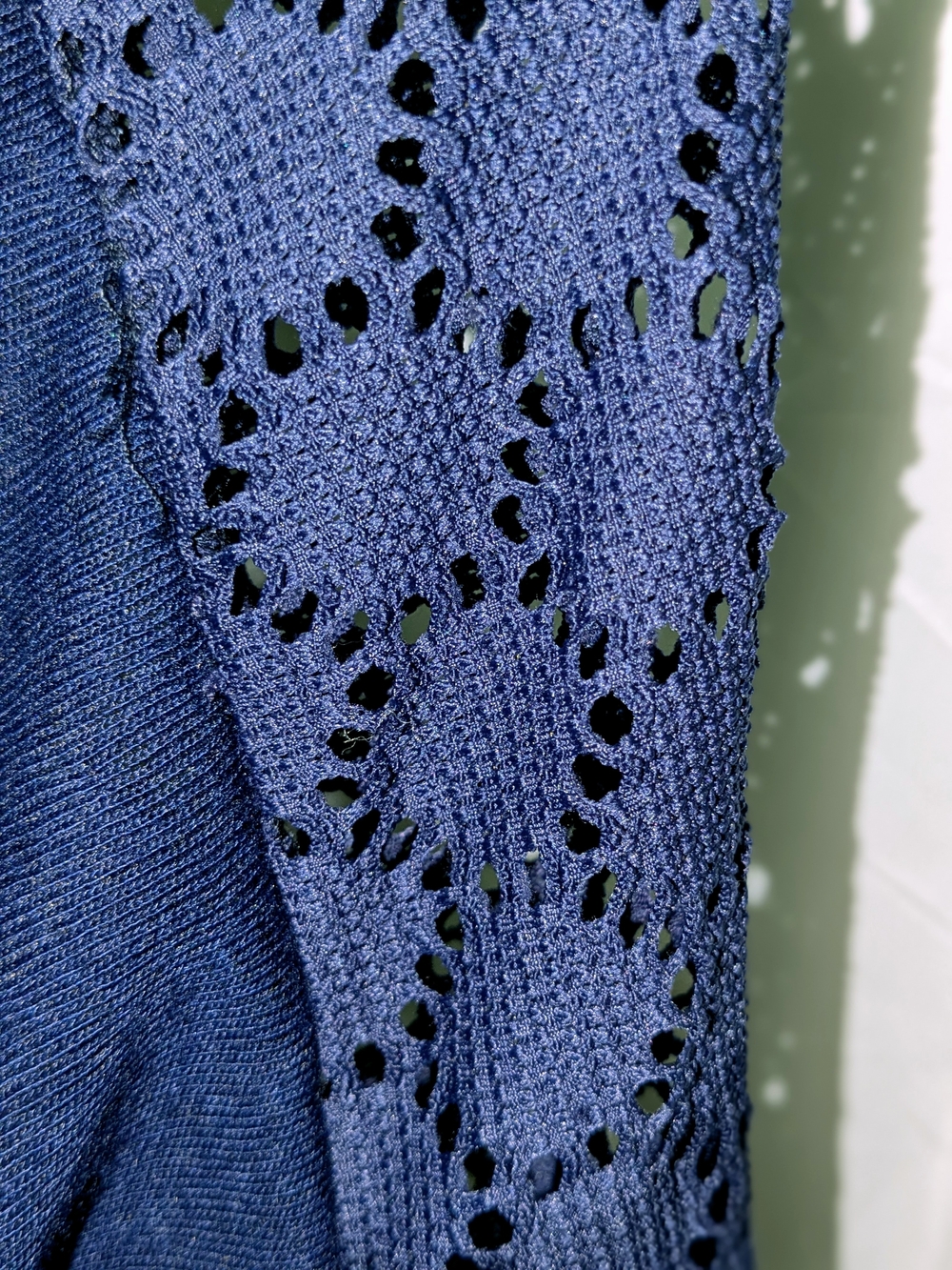 Rouge Collection Navy Crochet-Shoulder Open Cardigan - Picture 4 of 5